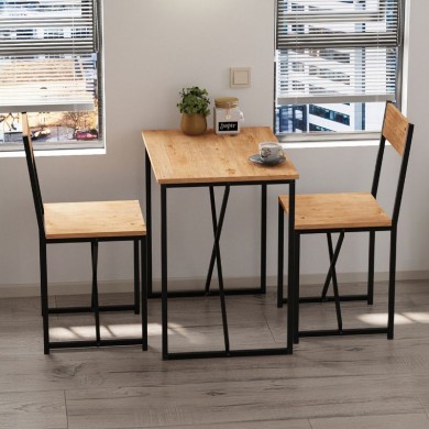 Maysa Megapap melamine - metal kitchen set in black - pine oak color 72.5x52.5x71.8cm.