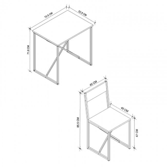 Τραπεζαρία Maysa Megapap Σετ 3 τμχ χρώμα pine oak 72,5x52,5x71,8εκ.