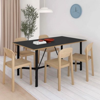 Adoro Megapap melamine dining table in black color 140x80x75cm.