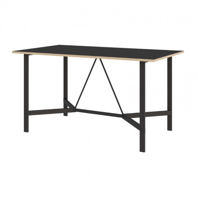 Adoro Megapap melamine dining table in black color 140x80x75cm.