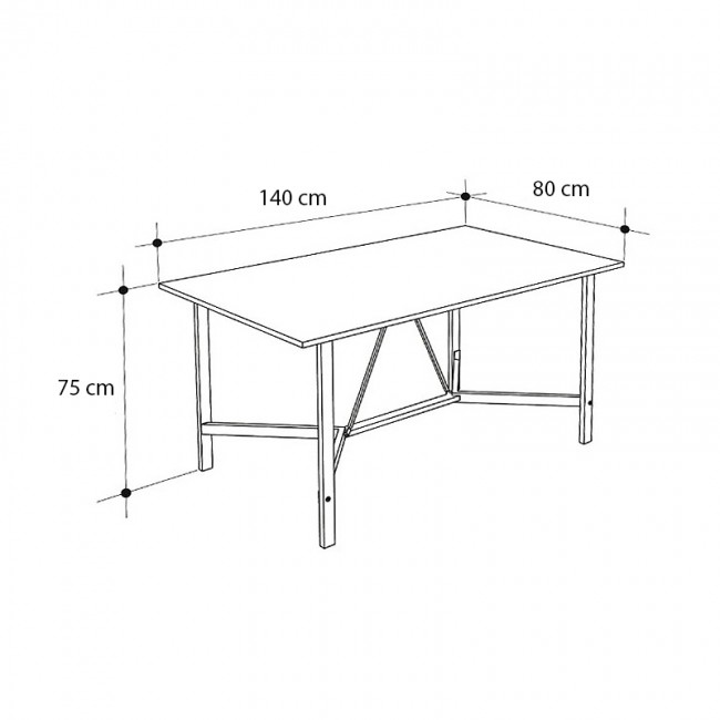 Adoro Megapap melamine dining table in black color 140x80x75cm.