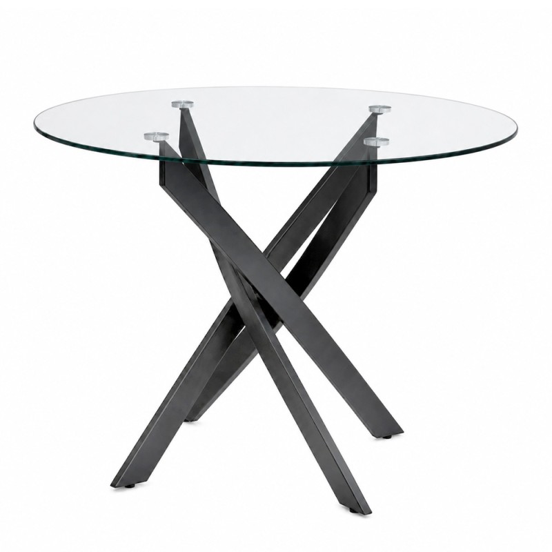 Aldo Megapap tempered glass - black metal legs Ø100x75.5cm.