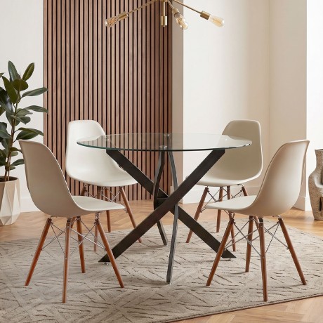 Aldo Megapap tempered glass - black metal legs Ø100x75.5cm.