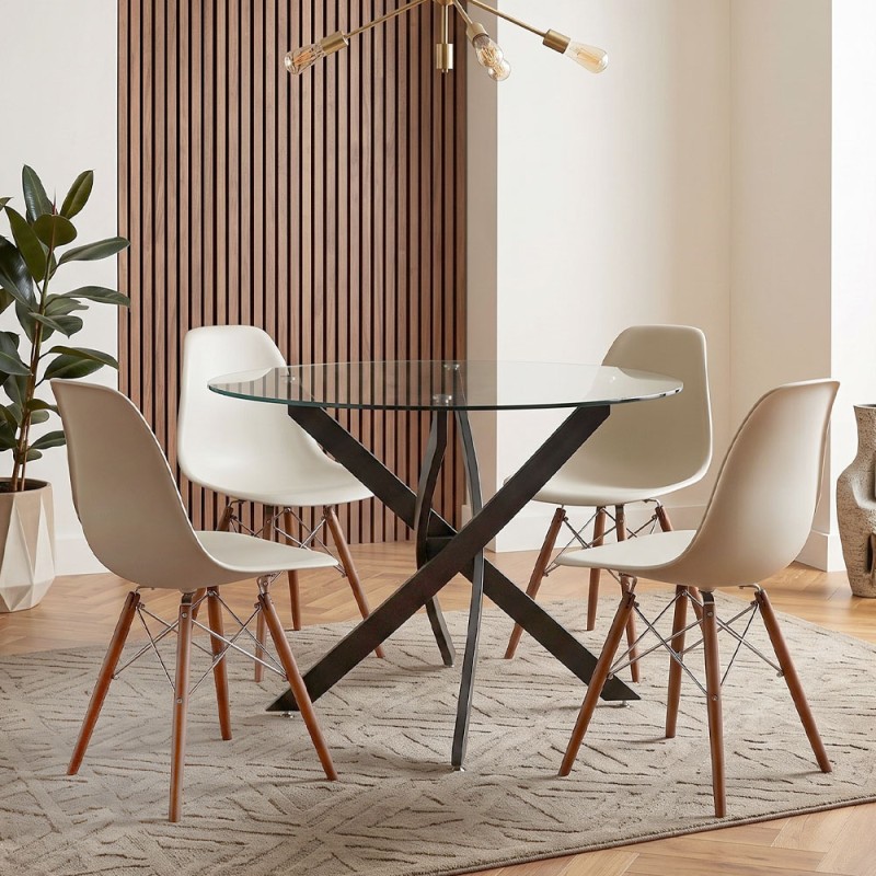 Aldo Megapap tempered glass - black metal legs Ø100x75.5cm.