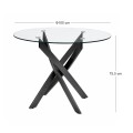 Aldo Megapap tempered glass - black metal legs Ø100x75.5cm.