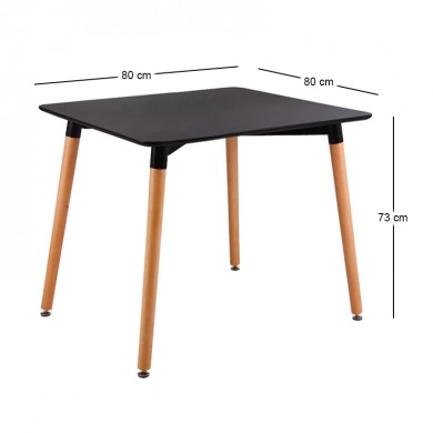 Τραπέζι Art από σκελετό MDF σε χρώμα μαύρο 80x80 εκ