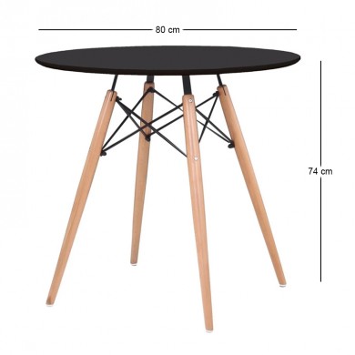 Τραπέζι Art Wood με σκελετό MDF σε χρώμα μαύρο Φ.80εκ