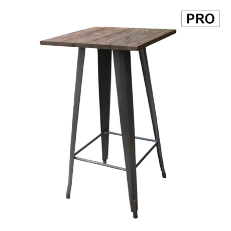 RELIX Wood Dark Oak Bar Table 60x60 Steel Antique Black