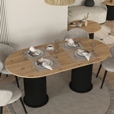 Bohema Megapap melamine dining table in black - sepet oak color 180x90x77,7cm.