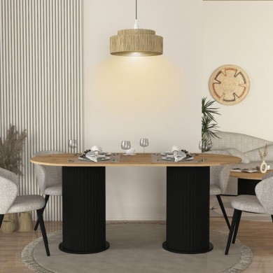 Bohema Megapap melamine dining table in black - sepet oak color 180x90x77,7cm.