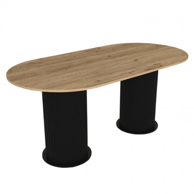 Τραπέζι Bohema Megapap χρώμα μαύρο - sepet oak 180x90x77,7εκ.