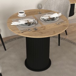 Τραπέζι Bohema Megapap χρώμα μαύρο - sepet oak Ø90x77,7εκ.