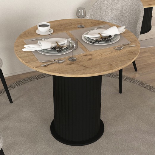 Τραπέζι Bohema Megapap χρώμα μαύρο - sepet oak Ø90x77,7εκ. Τραπέζι Bohema Megapap χρώμα μαύρο - sepet oak Ø90x77,7εκ.