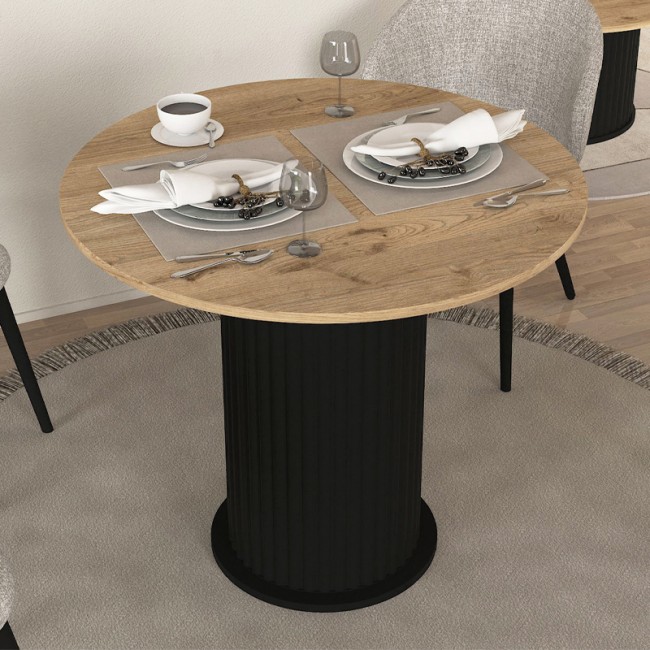 Τραπέζι Bohema Megapap χρώμα μαύρο - sepet oak Ø90x77,7εκ. Τραπέζι Bohema Megapap χρώμα μαύρο - sepet oak Ø90x77,7εκ.