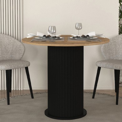 Τραπέζι Bohema Megapap χρώμα μαύρο - sepet oak Ø90x77,7εκ.