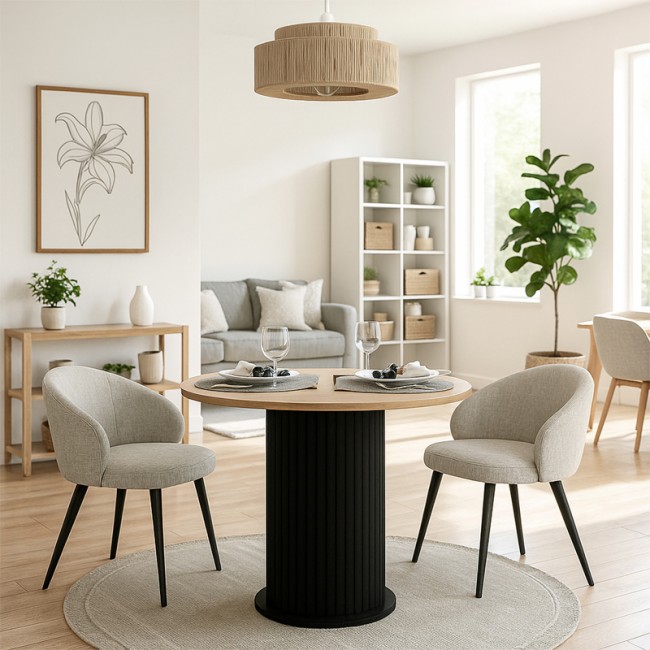 Τραπέζι Bohema Megapap χρώμα μαύρο - sepet oak Ø90x77,7εκ. Τραπέζι Bohema Megapap χρώμα μαύρο - sepet oak Ø90x77,7εκ.