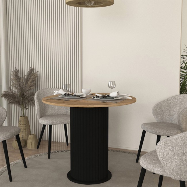 Τραπέζι Bohema Megapap χρώμα μαύρο - sepet oak Ø90x77,7εκ. Τραπέζι Bohema Megapap χρώμα μαύρο - sepet oak Ø90x77,7εκ.