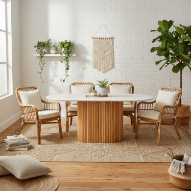 Borno Megapap MDF table in black - white marble effect color 180x89x75cm.