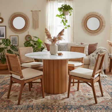 Borno Megapap table in black - white marble effect color Ø120x78cm.