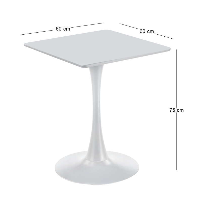 BREAK Table 60x60cm White Color, MDF-Metal