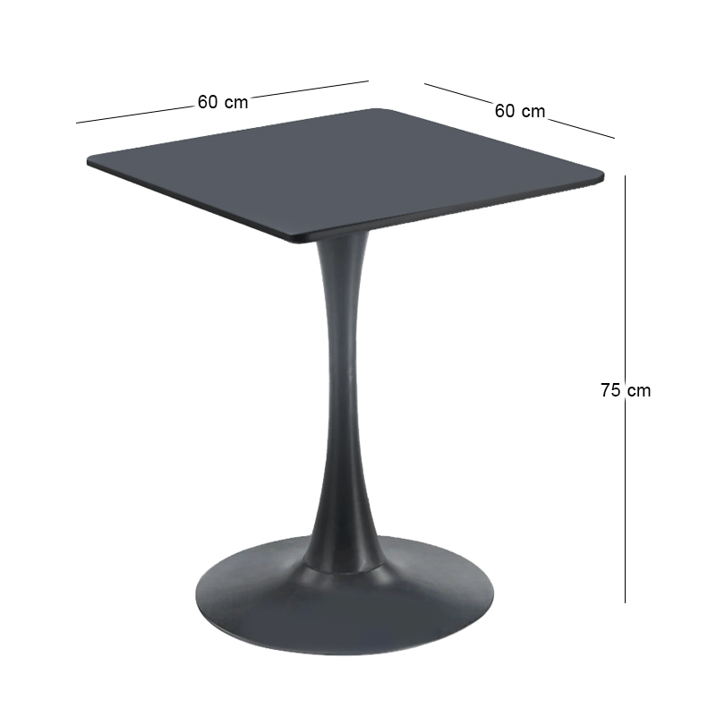 BREAK Table 60x60cm Black Color, MDF-Metal