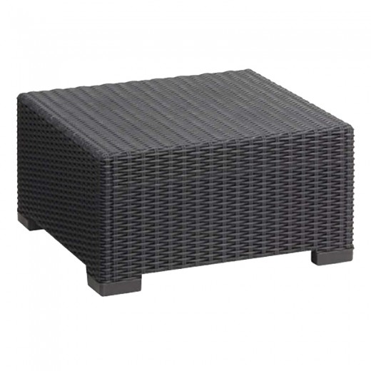 Τραπέζι California με επένδυση wicker σε χρώμα ανθρακί 68x68x35εκ
