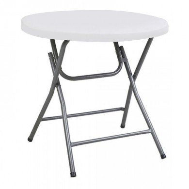 Τραπέζι catering πτυσσόμενο με μεταλλικό σκελετό και επιφάνεια από πολυπροπυλένιο HDPE σε χρώμα λευκό  Φ80X110εκ 41.0187