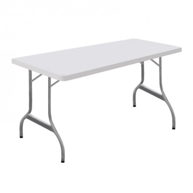 Τραπέζι catering πτυσσόμενο με μεταλλικό σκελετό και επιφάνεια πολυπροπυλενίου HDPE σε χρώμα λευκό 152x76x74εκ