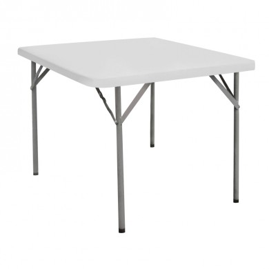Τραπέζι catering πτυσσόμενο με μεταλλικό σκελετό και επιφάνεια πολυπροπυλενίου HDPE σε χρώμα λευκό 86x86x74εκ