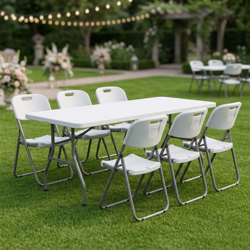 Capri Megapap folding catering - conference table - one-piece surface, ice white color, 152x76x74cm.