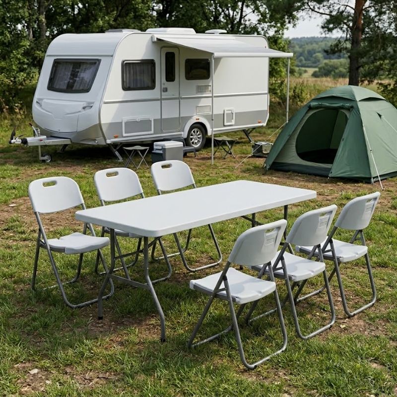 Capri Megapap folding catering - conference table - one-piece surface, ice white color, 152x76x74cm.