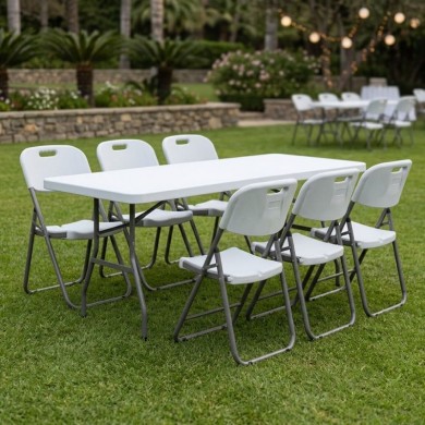 Τραπέζι catering - συνεδρίου Capri Megapap πτυσσόμενο - μονοκόμματη επιφάνεια χρώμα λευκό του πάγου 183x76x74εκ.