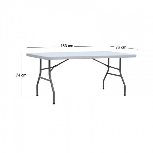 Τραπέζι catering - συνεδρίου Capri Megapap πτυσσόμενο - μονοκόμματη επιφάνεια χρώμα λευκό του πάγου 183x76x74εκ.