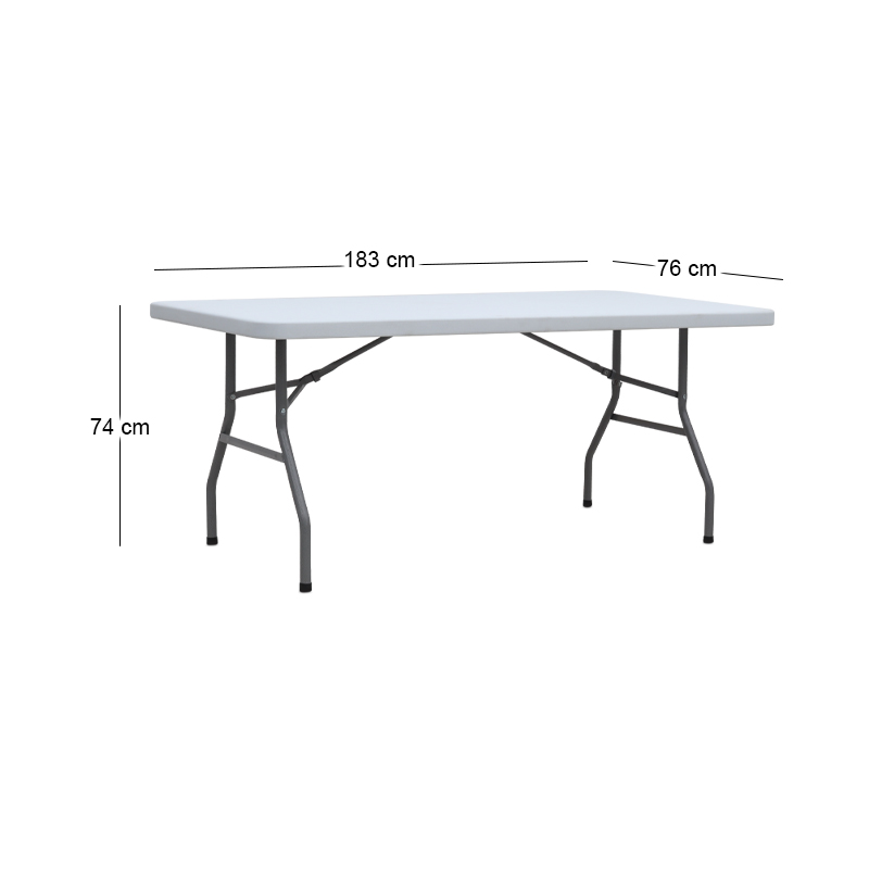 Capri Megapap folding catering - conference table - one-piece surface, ice white color, 183x76x74cm.