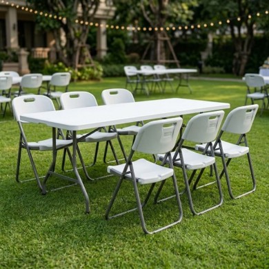 Τραπέζι catering - συνεδρίου Capri Megapap πτυσσόμενο - μονοκόμματη επιφάνεια χρώμα λευκό του πάγου 198x90x74εκ.