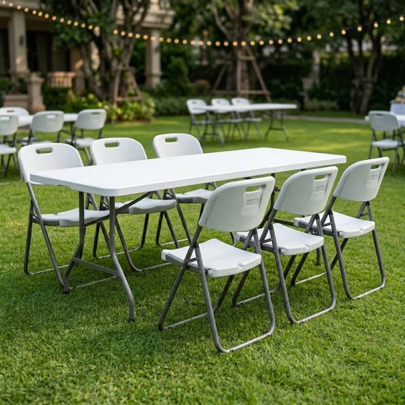 Capri Megapap folding catering - conference table - one-piece surface, ice white color, 198x90x74cm.
