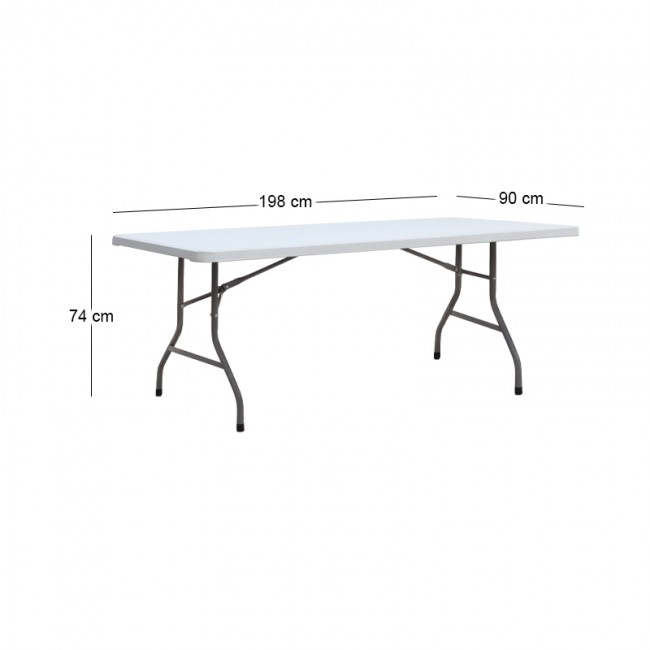 Τραπέζι catering - συνεδρίου Capri Megapap πτυσσόμενο - μονοκόμματη επιφάνεια χρώμα λευκό του πάγου 198x90x74εκ.