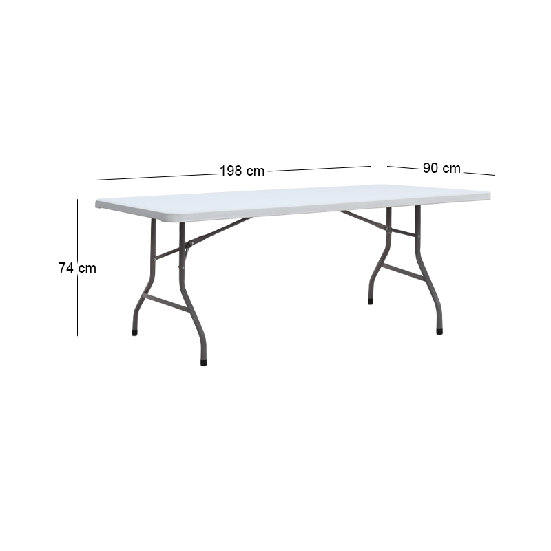 Capri Megapap folding catering - conference table - one-piece surface, ice white color, 198x90x74cm.