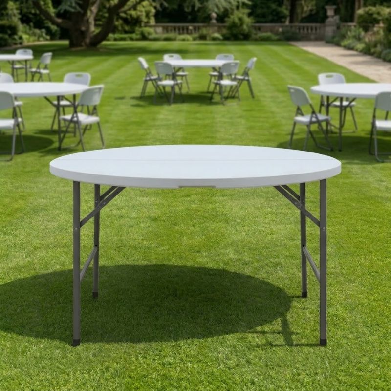 Capri Megapap folding catering - conference table - suitcase round color ice white Ø152x74cm.