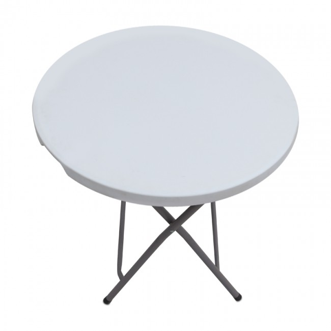 Τραπέζι catering - συνεδρίου Capri Megapap πτυσσόμενο - στρογγυλό μονοκόμματη επιφάνεια χρώμα λευκό του πάγου Ø80x74εκ.