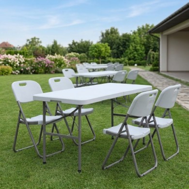 Τραπέζι catering - συνεδρίου Capri Megapap πτυσσόμενο - βαλίτσα χρώμα λευκό του πάγου 120x60x74εκ.