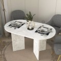 Cortado Megapap melamine dining table in white marble color 138x80x75cm.