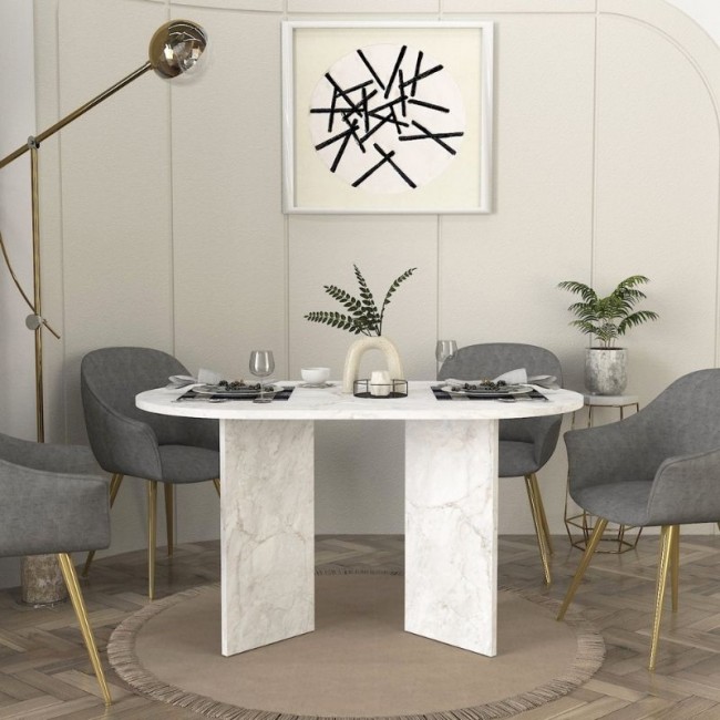 Τραπέζι Cortado Megapap χρώμα λευκό εφέ μαρμάρου 138x80x75εκ.