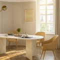 Cortado Megapap melamine dining table in white marble color 200x90x74cm.