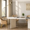 Cortado Megapap melamine dining table in white marble color 200x90x74cm.