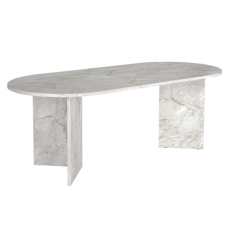 Cortado Megapap melamine dining table in white marble color 200x90x74cm.