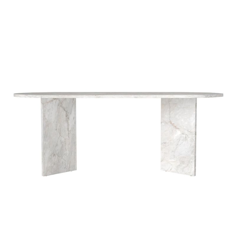 Cortado Megapap melamine dining table in white marble color 200x90x74cm.