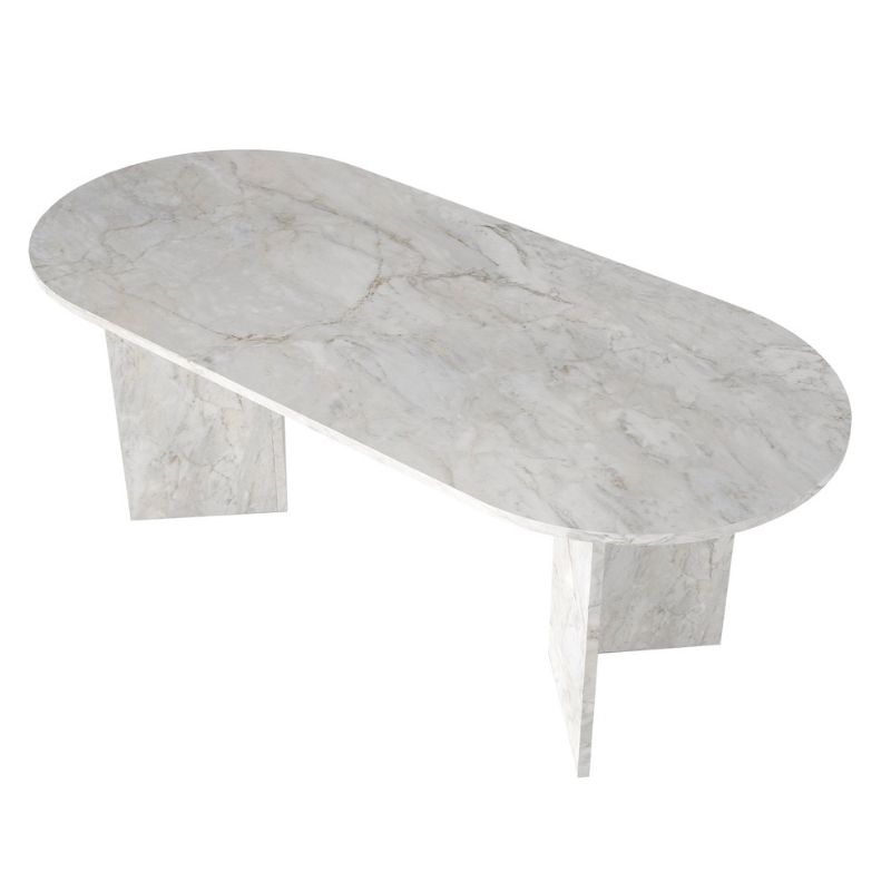 Cortado Megapap melamine dining table in white marble color 200x90x74cm.