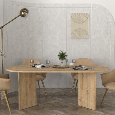 Cortado Megapap melamine dining table in sapphire oak color 200x90x74cm.