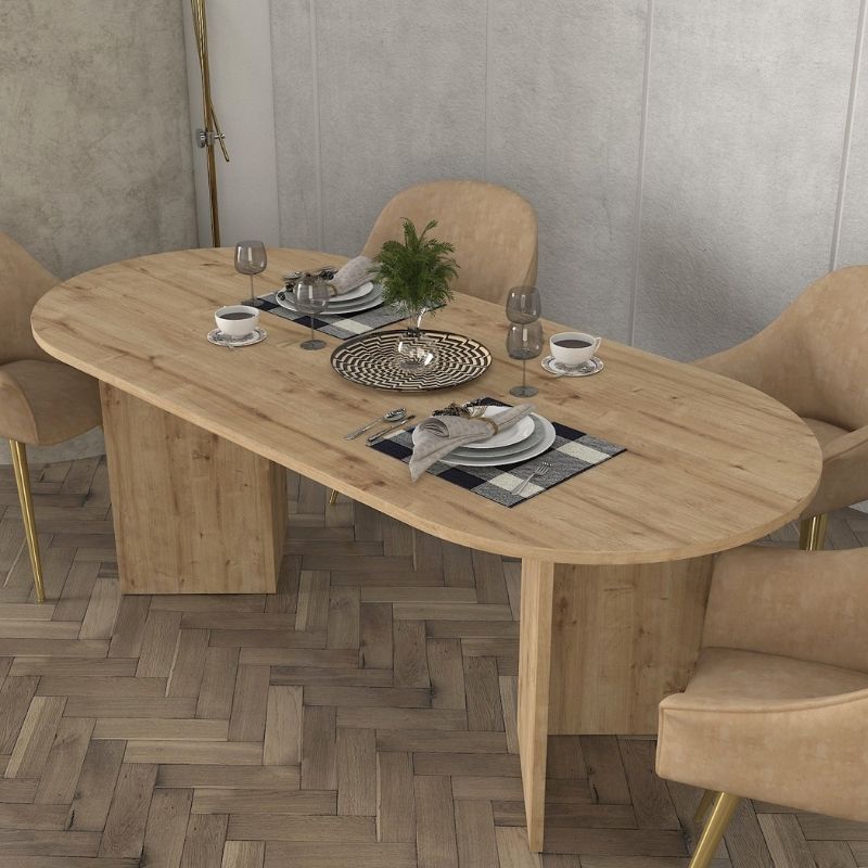 Cortado Megapap melamine dining table in sapphire oak color 200x90x74cm.